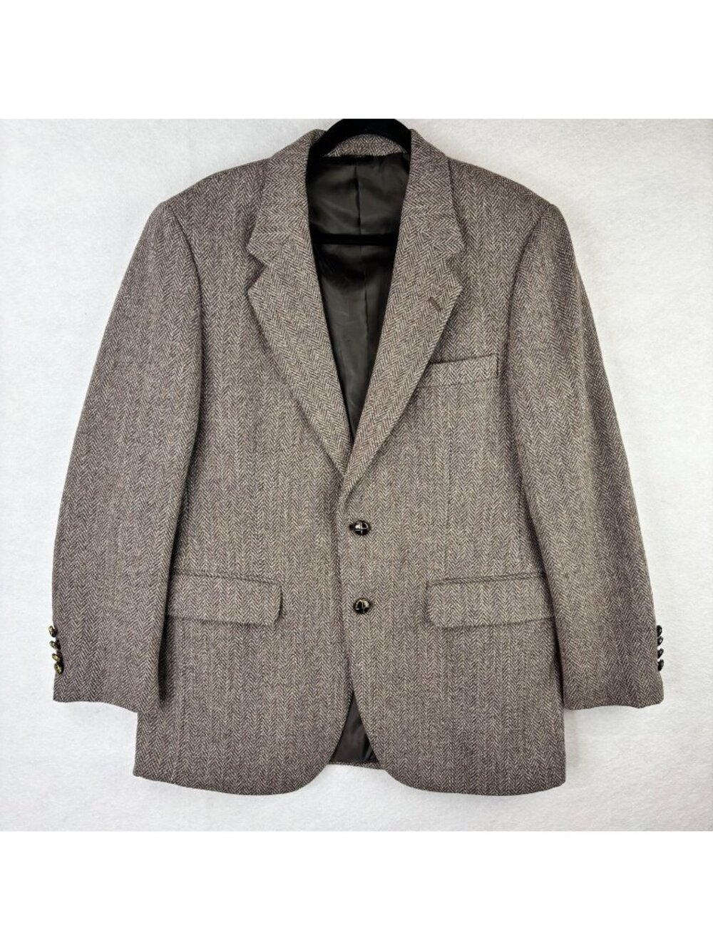 Joe Namath Mens 40R Wool Blazer Brown Herringbone Sport Coat Classic Fit